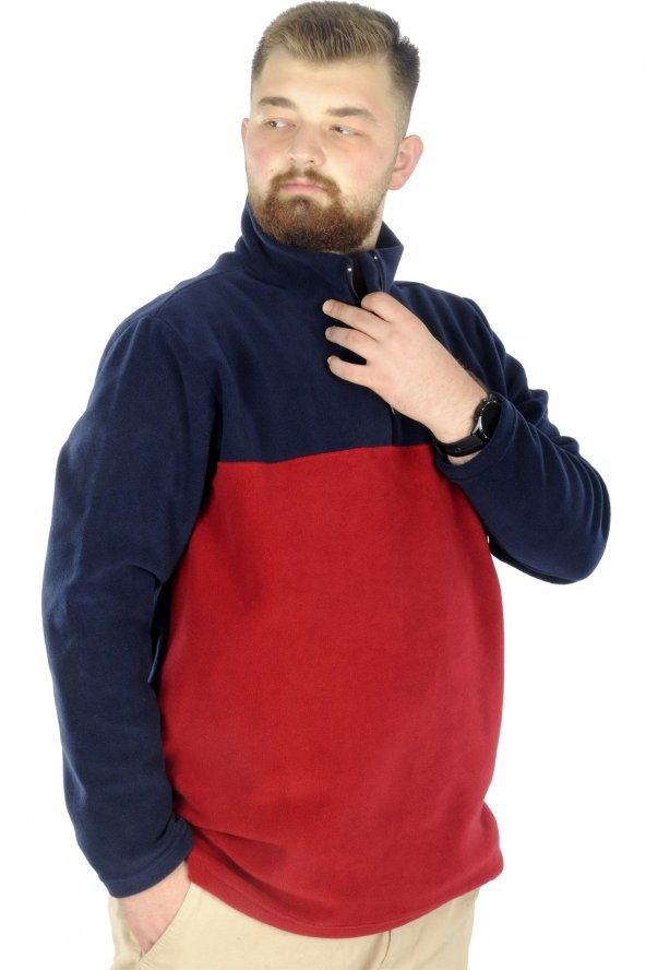 Mode XL Erkek Sweat Polo Yaka Yarım Fermuarlı Polar 22552 Lacivert - 2