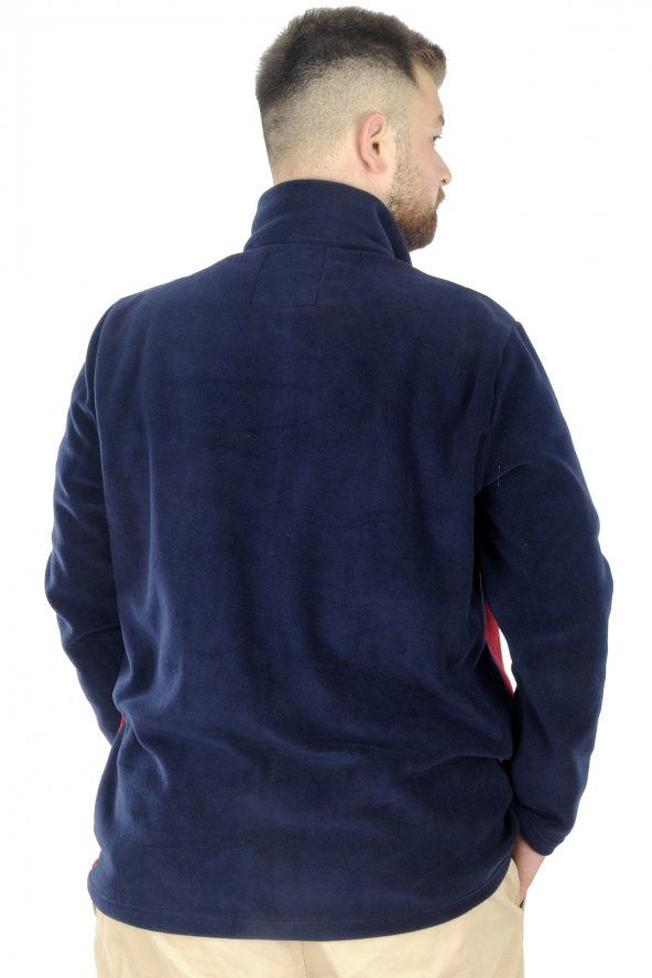 Mode XL Erkek Sweat Polo Yaka Yarım Fermuarlı Polar 22552 Lacivert - 3