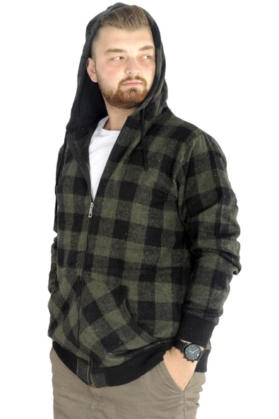 Mode XL Erkek Oduncu Kapsonlu Sweat Pocket 21574 Haki - 2