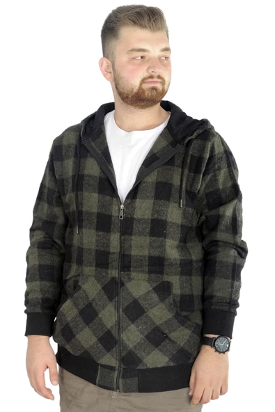 Mode XL Erkek Oduncu Kapsonlu Sweat Pocket 21574 Haki