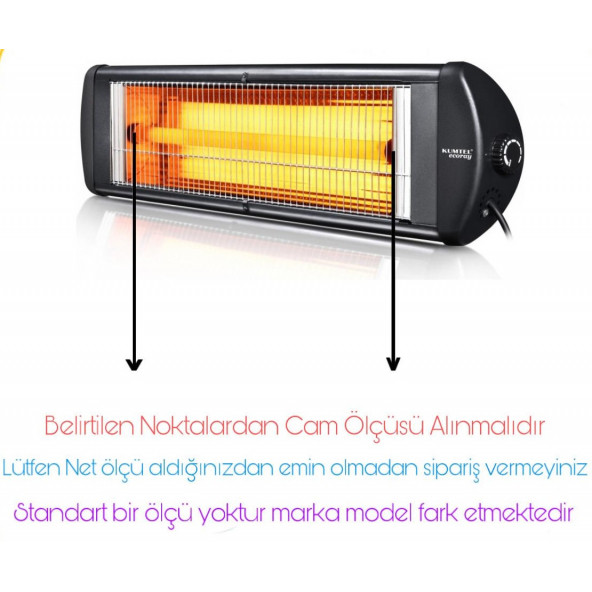 55 CM MONTAJLI INFRARED UFO ISITICI ELEKTRİKLİ  SOBA CAMI PORSELEN BAŞLIKLI 23 MM - Resim 3