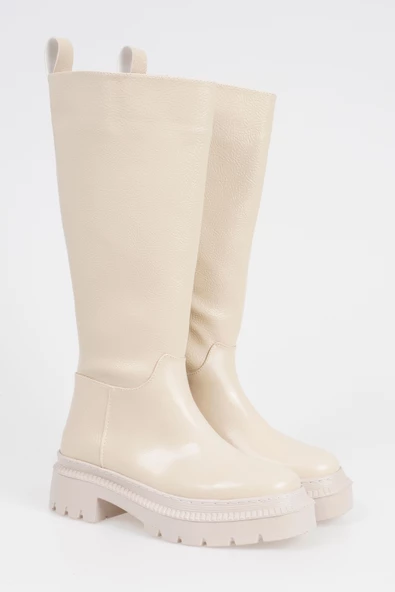 Kadın Bağcıksız Kalın Tırtık Tabanlı Çizme - Resim 10