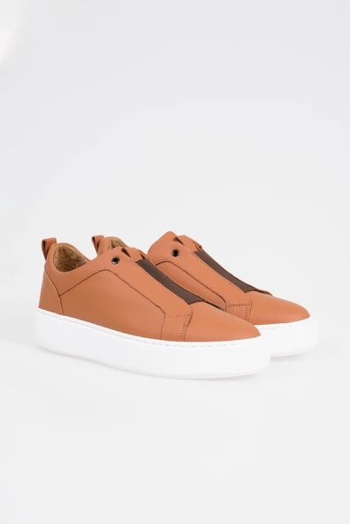 Hakiki Deri Erkek Lastik Bağ Detaylı Kalın Taban Sneaker - 7