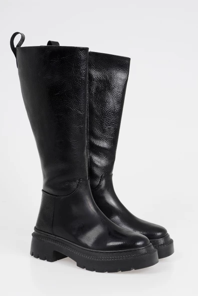 Kadın Bağcıksız Kalın Tırtık Tabanlı Çizme - Resim 8