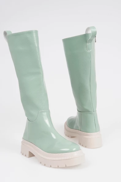 Kadın Bağcıksız Kalın Tırtık Tabanlı Çizme - Resim 4