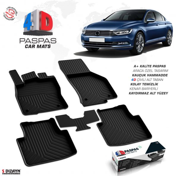 PASSAT B8 2015 2016 2017 20 18 2019 2020 ARACA ÖZEL 4D HAVUZLU PASPAS - 1