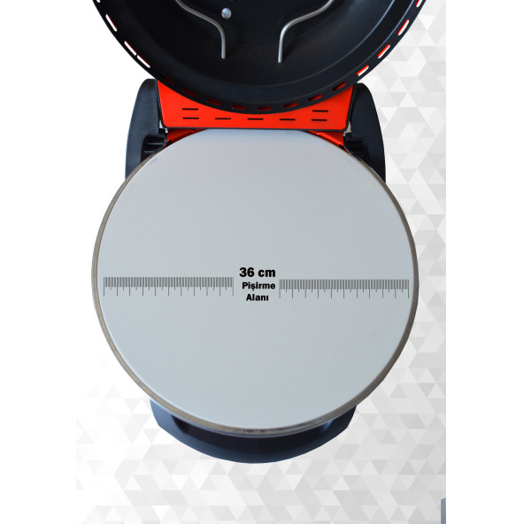 Kırmızı Erato Taşfırınım Pizza Makinesi, Lahmacun Makinesi Doğal Taş Fırın - Timer - 400 C. - 5