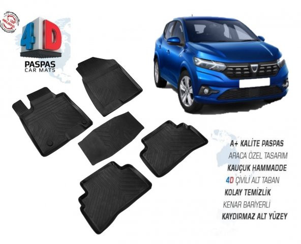 SANDERO 4D ARACA ÖZEL PASPAS OMSA 2021 2022 2023 2024 ürün görseli 1