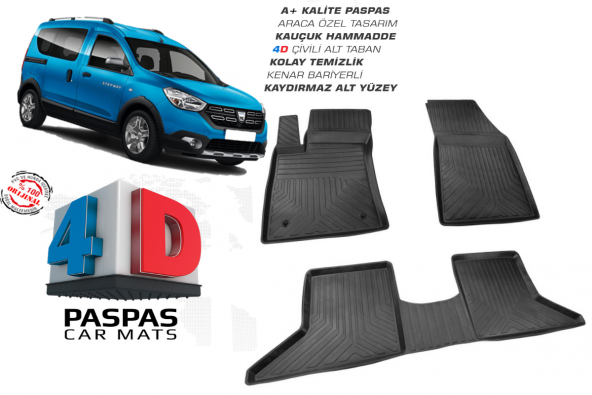 DOKKER ARACA ÖZEL 4D HAVUZLU PASPAS OMSA 2013 2014 2015 2016 2017 2018 2019 2020 - Resim 3