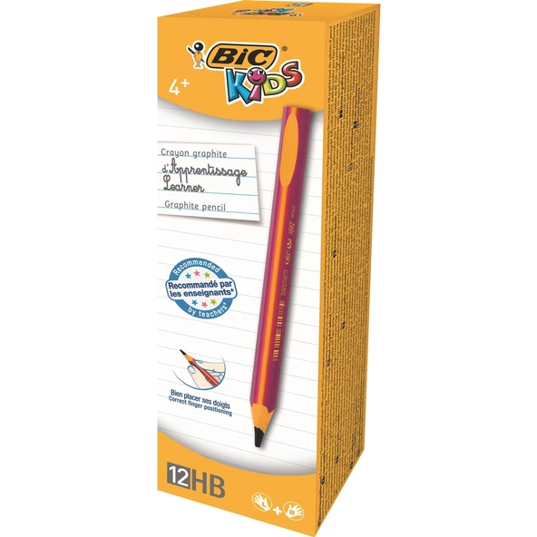Bic Kids Evolution Üçgen Jumbo Kurşun Kalem Pembe 12'li Kutu Kız