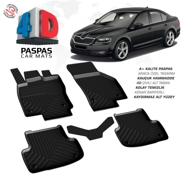 Skoda Octavia A7 4D Havuzlu Paspas OMSA 2013 2014 2015 2016 2017 2018 2019 2020 - Resim 5