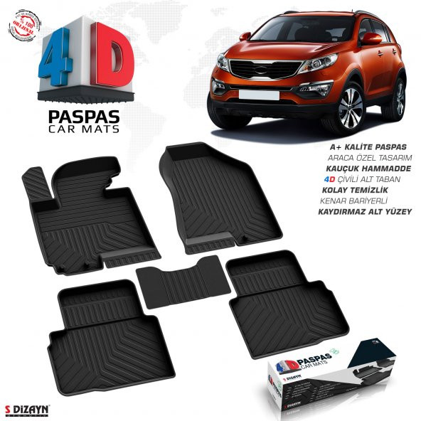 KİA SPORTAGE 2010 2011 2012 2013 2014 2015 4D HAVUZLU PASPAS KAUÇUK ürün görseli 1