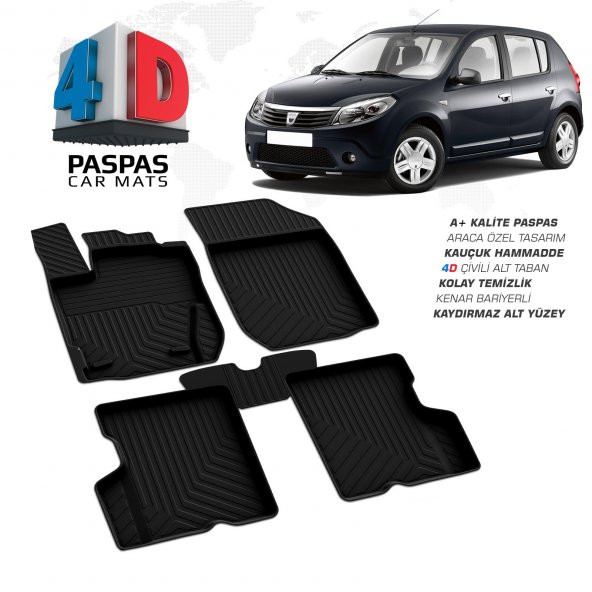 SANDERO 4D ARACA ÖZEL HAVUZLU PASPAS 2008 2009 2010 2011 2012 2013 - Resim 5