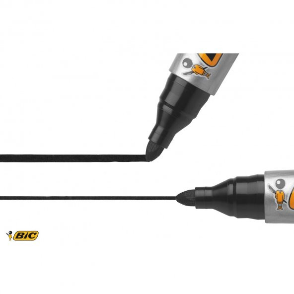 Bic Marker Siyah 2000 Yuvarlak Uçlu Permanent Markör 12'li Kutu - 4