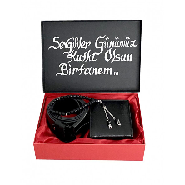 Erkek Siyah Cüzdan Tesbih Ve Kemer Set