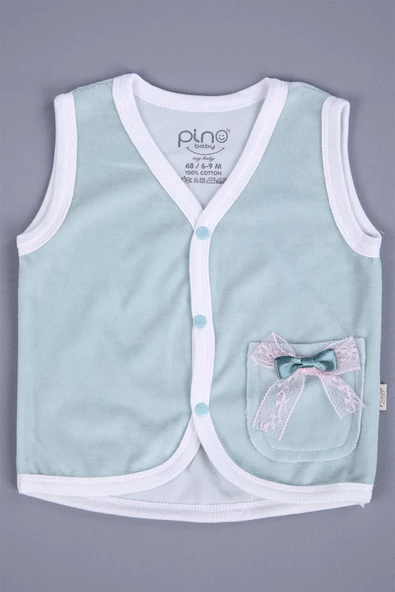 Babyhola Kız Erkek Bebek Kadife Baskılı Cepli Yelek 3298 - 4