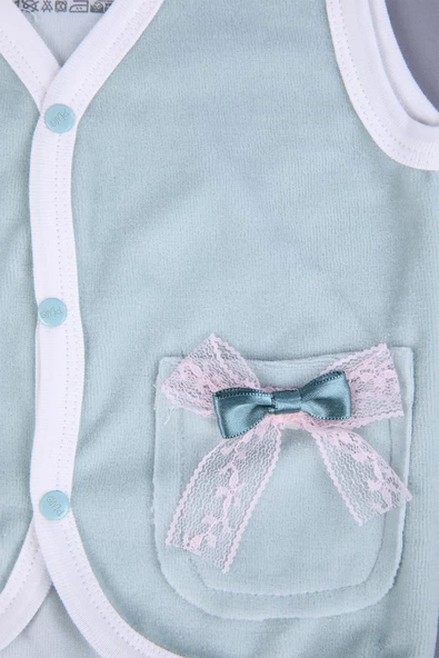 Babyhola Kız Erkek Bebek Kadife Baskılı Cepli Yelek 3298 - 8