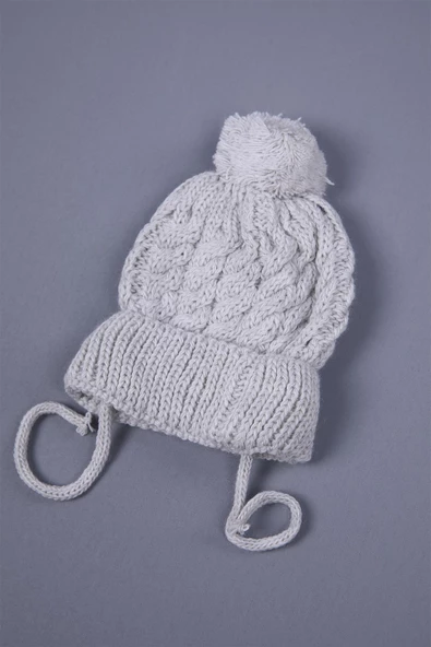 Babyhola Triko Ponponlu Bağlamalı Kız Erkek Bebek Yenidoğan 0-3 ay Bere 0946-1 - Resim 2