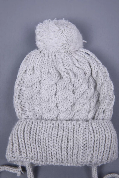 Babyhola Triko Ponponlu Bağlamalı Kız Erkek Bebek Yenidoğan 0-3 ay Bere 0946-1 - Resim 3