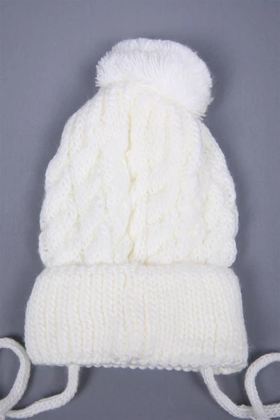 Babyhola Triko Ponponlu Bağlamalı Kız Erkek Bebek Yenidoğan 0-3 ay Bere 0946-1 - Resim 5