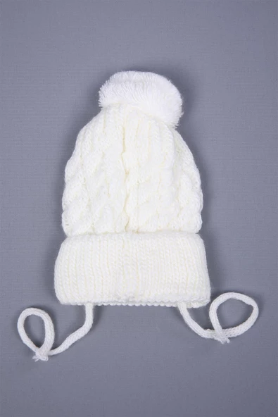 Babyhola Triko Ponponlu Bağlamalı Kız Erkek Bebek Yenidoğan 0-3 ay Bere 0946-1 - Resim 4