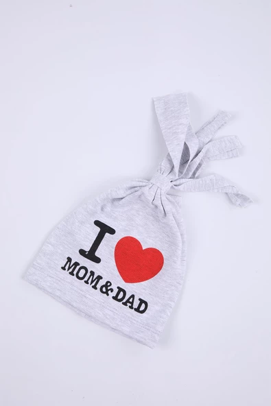 Babyhola Kız Erkek Bebek Çocuk I Love Mom Dad Bere Şapka Hediyelik 0-2 yaş 1433 - 7