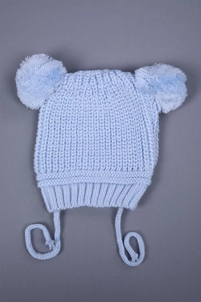 Babyhola Triko Çift Ponponlu Bağlamalı Kız Erkek Bebek Yenidoğan 0-3 ay Bere 0946 - 10