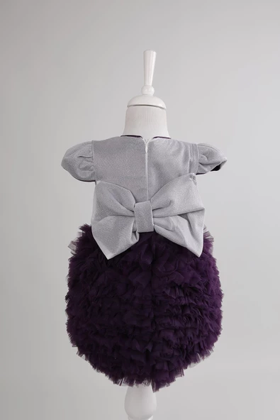 Tütü Pırıltılı Kız Bebek Parti Doğum Günü Bayramlık Elbisesi Mor - 3