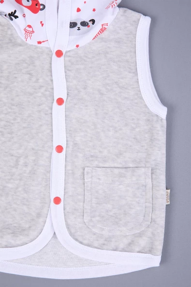 Babyhola Kız Erkek Bebek Kapüşonlu Kadife Cepli Yelek 3297 - 9