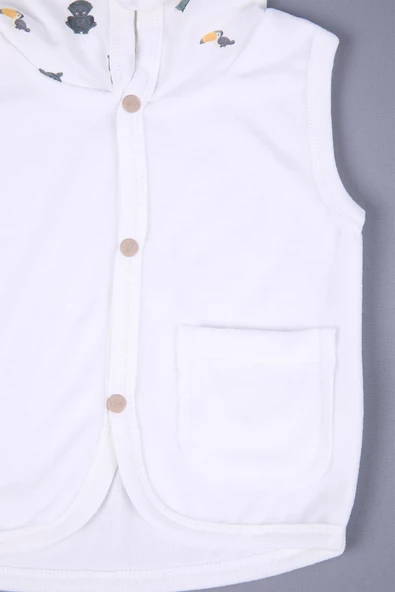 Babyhola Kız Erkek Bebek Kapüşonlu Kadife Cepli Yelek 3297 - 6