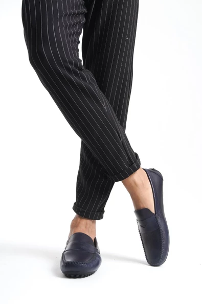 Hakiki Deri Erkek Tırtık Tabanlı Dikiş ve Şerit Detaylı Loafer Ayakkabı - Resim 5