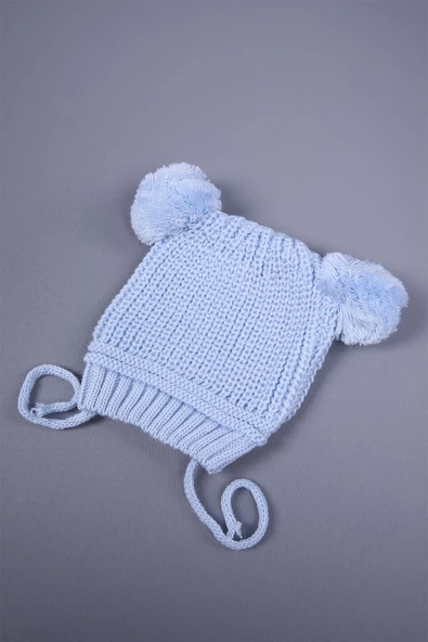 Babyhola Triko Çift Ponponlu Bağlamalı Kız Erkek Bebek Yenidoğan 0-3 ay Bere 0946 - 11