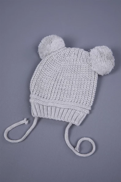 Babyhola Triko Çift Ponponlu Bağlamalı Kız Erkek Bebek Yenidoğan 0-3 ay Bere 0946 - 2