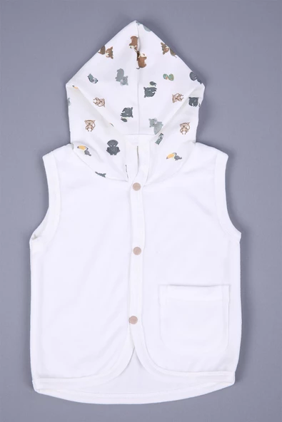 Babyhola Kız Erkek Bebek Kapüşonlu Kadife Cepli Yelek 3297 - 4