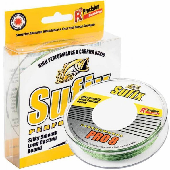 Sufix Performance Pro8 İp Misina  LO VIS GREEN 0.15MM - 275MT - 10.2KG - 3