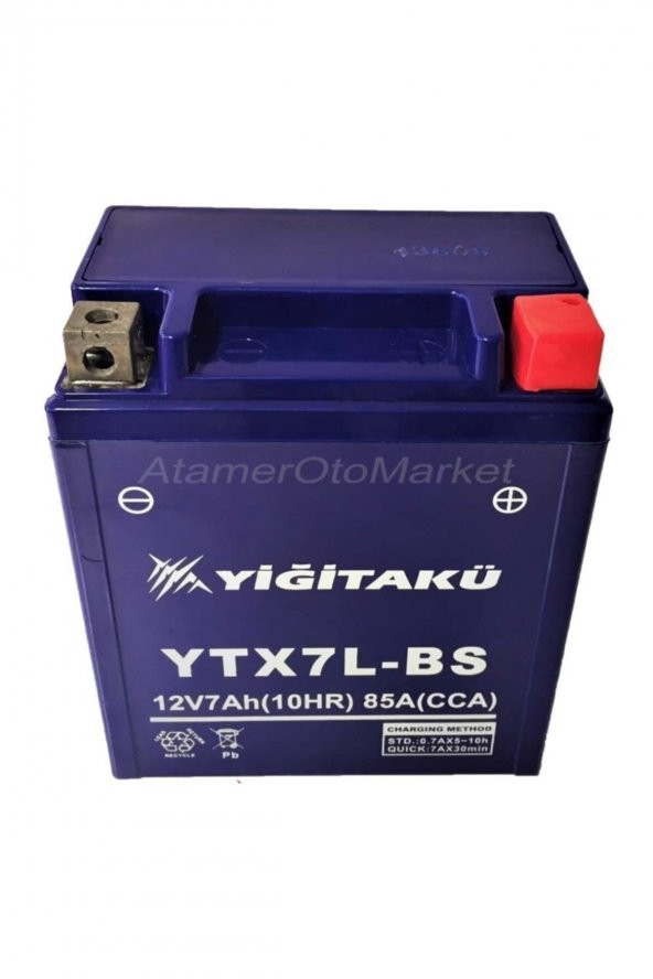 12 V 7 AH-AMPER YTX7L-BS MOTOSİKLET AKÜSÜ-YİĞİT AKÜ 2021/5 ÜRETİM - 2