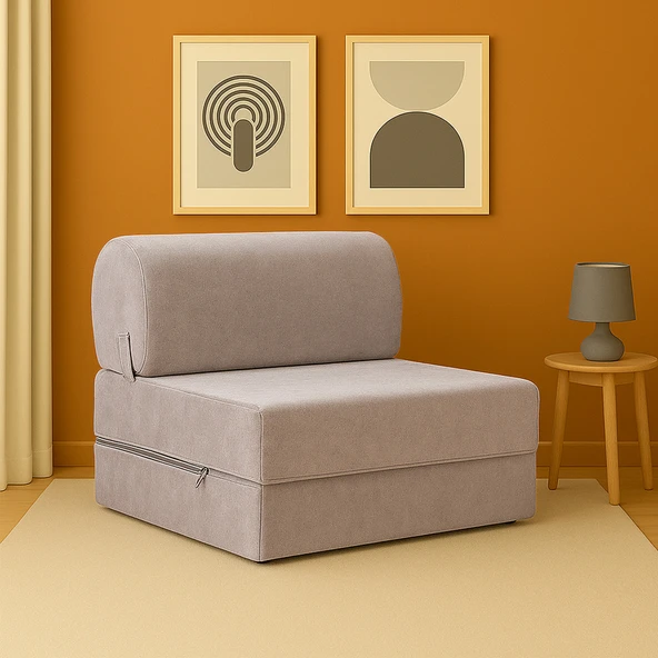 Magic Tek Kişilik Katlanır Yataklı Koltuk-Açık Gri ürün görseli