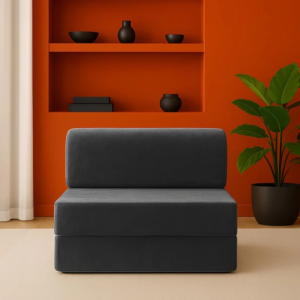 Magic Tek Kişilik Koyu Gri Katlanır Yataklı Koltuk - 2