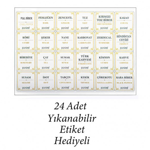 Porsima 430-GR Çok Amaçlı Etiketli Baharatlık Kahvaltılık 12 li Kapaklı Saklama Kabı 600 cc Antrasit - 3