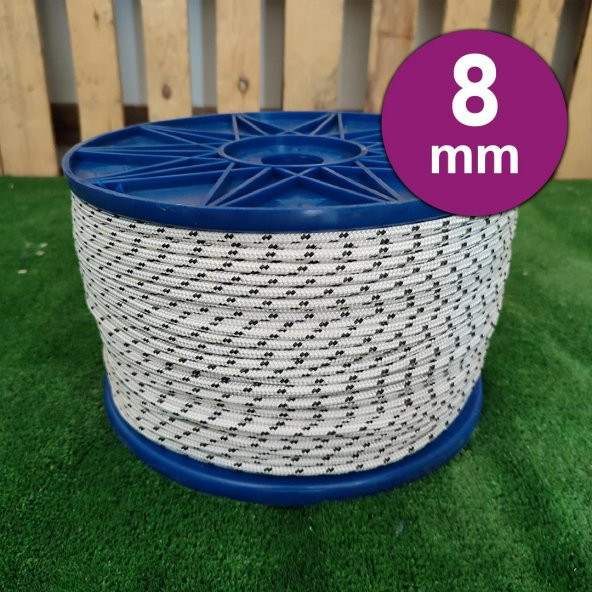 8 MM 50 METRE SOYLU HALAT ÖRGÜ İSKOTA HALAT DENİZCİ TEKNE HALATI SALINCAK İP DAĞCI İP HALAT