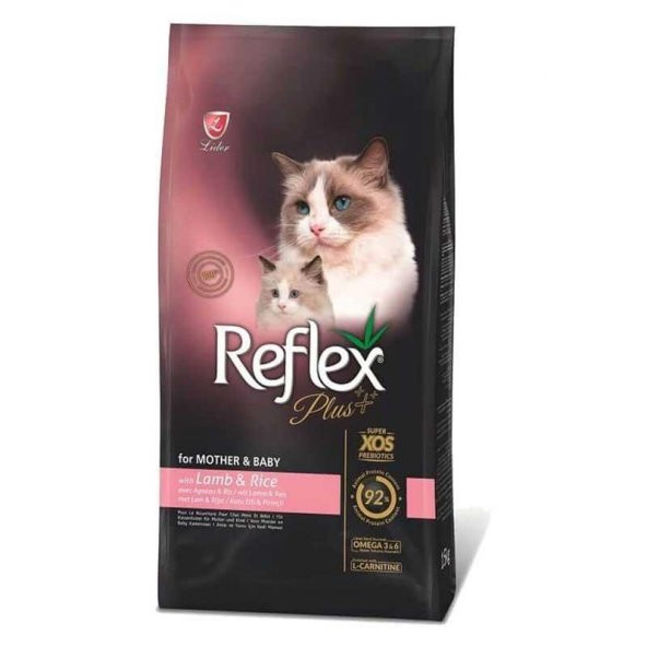 REFLEX PLUS Mother&Baby Cat Food with Lamb&Rice Kuzu ve Pirinçli Anne ve Yavru Kedi Maması 1,5 Kg