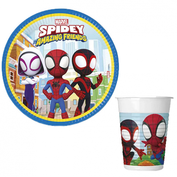 Spıdey Temalı Karton Tabak Bardak 8 li