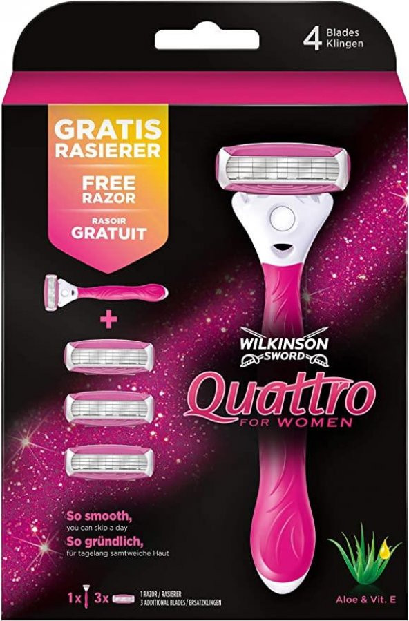 Wilkinson Sword Quattro Kadın Tıraş Bıçağı 3up