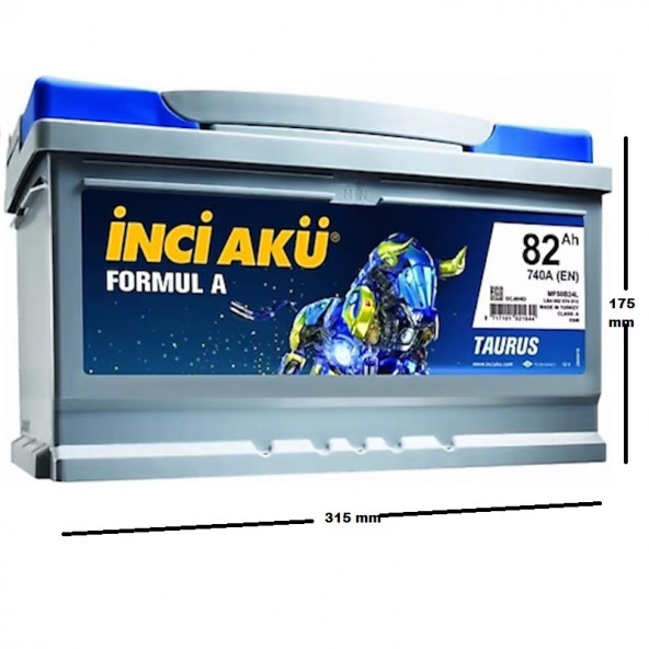 İnci Formul A Taurus 12 V 82 Ah 740  A(EN) Akü - 2