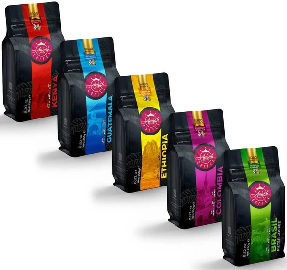 Anisah Dünya Filtre Kahve Çekirdek Set 5 x 250 gr