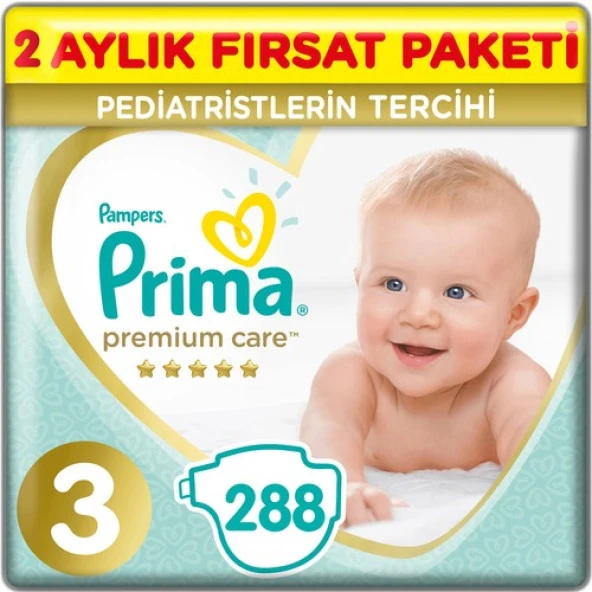 Prima Premium Care Bebek Bezi 3 Beden 288 Adet Midi 2 Aylık Fırsat Paketi