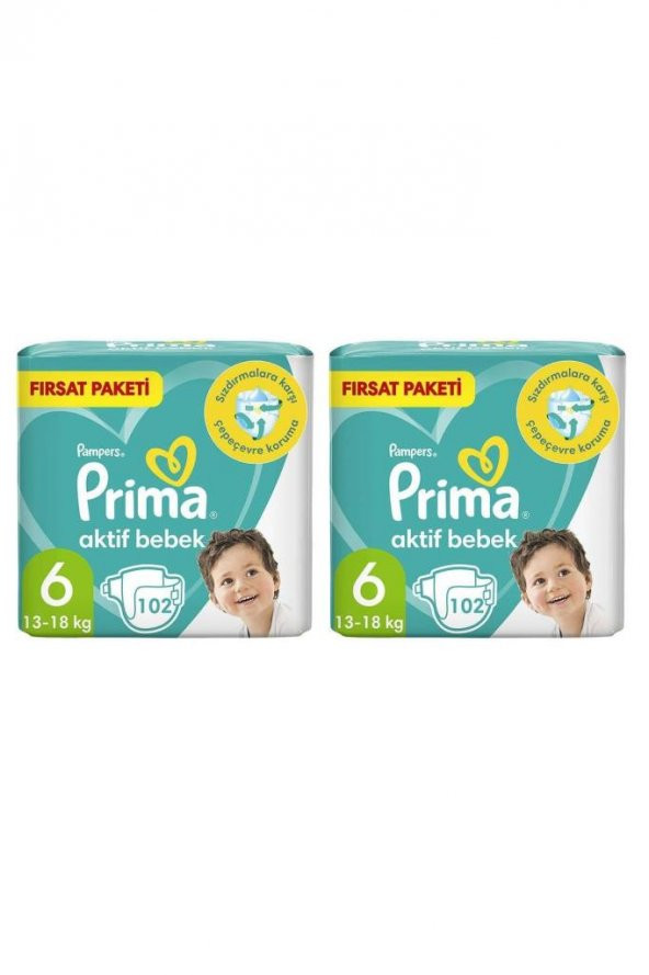 Prima Bebek Bezi Aktif Bebek 6 Beden Ektra Large 204 Adet 2 Aylık Fırsat Paketi - 2