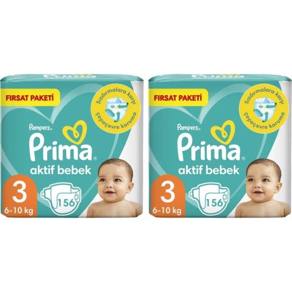 Prima Bebek Bezi Aktif Bebek 3 Beden 312 Adet 2 Aylık Fırsat Paketi - 2