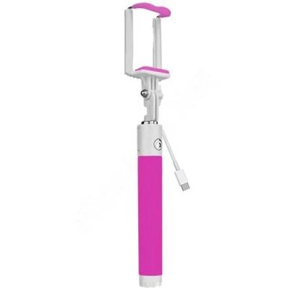 Global SR342 Katlanabilir Type-C Selfie Stick Çubuğu Pembe WNE0319 - 3