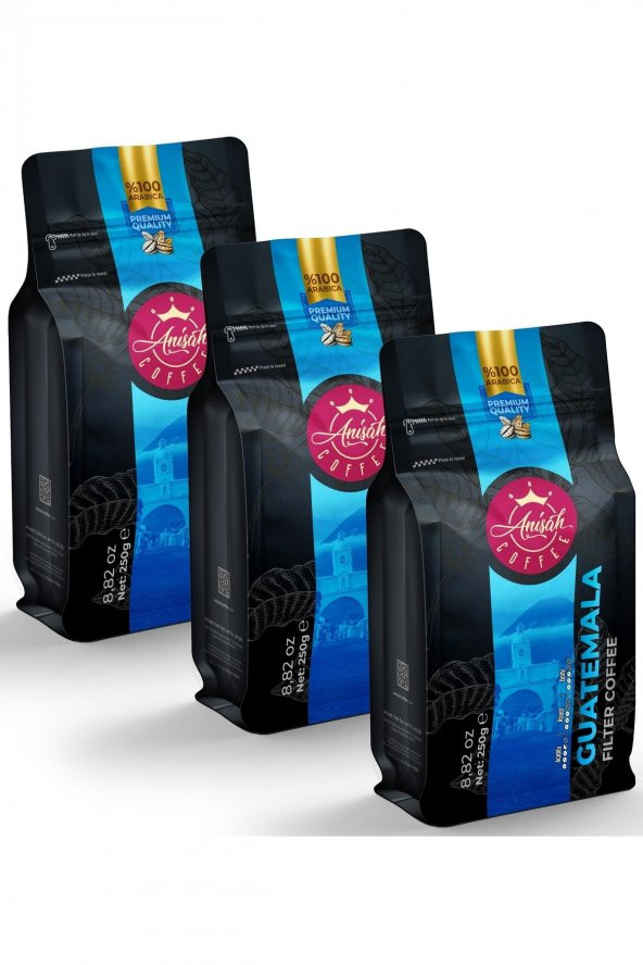 Anişah Guatemala Filtre Kahve Öğütülmüş 3 x 250 Gr - 3lü Paket